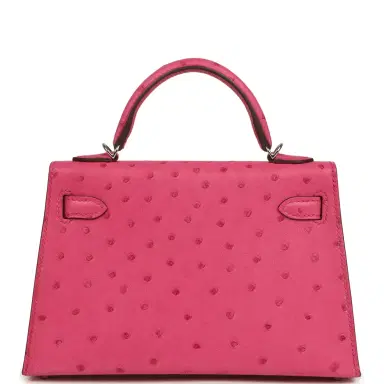 HERMÈS Hermes Kelly Sellier 20 Rose Tyrien Ostrich Palladium Hardware | Thumbnail 4 HERMÈS Hermes Kelly Sellier 20 Rose Tyrien Ostrich Palladium Hardware | Thumbnail 4