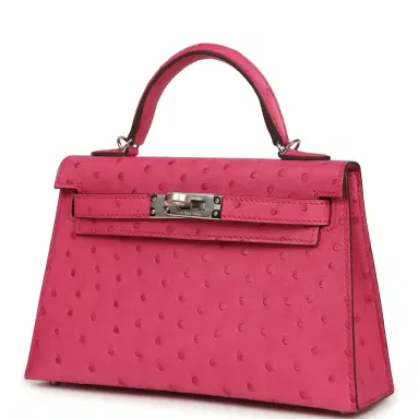 HERMÈS Hermes Kelly Sellier 20 Rose Tyrien Ostrich Palladium Hardware | Thumbnail 5 HERMÈS Hermes Kelly Sellier 20 Rose Tyrien Ostrich Palladium Hardware | Thumbnail 5
