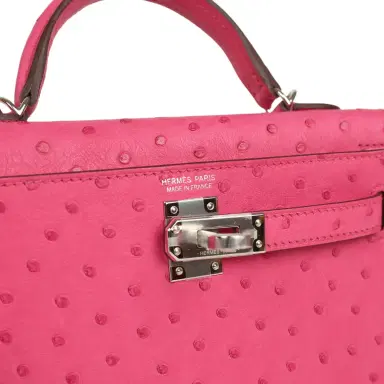 HERMÈS Hermes Kelly Sellier 20 Rose Tyrien Ostrich Palladium Hardware | Thumbnail 7 HERMÈS Hermes Kelly Sellier 20 Rose Tyrien Ostrich Palladium Hardware | Thumbnail 7