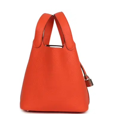 HERMÈS Hermes Picotin Lock 18 Orange Poppy Clemence Palladium Hardware | Thumbnail 3 HERMÈS Hermes Picotin Lock 18 Orange Poppy Clemence Palladium Hardware | Thumbnail 3
