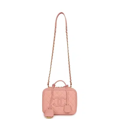 Chanel Pre-owned Chanel Medium CC Filigree Vanity Case Pink Caviar Brushed Gold Hardware | Thumbnail 7 Chanel Pre-owned Chanel Medium CC Filigree Vanity Case Pink Caviar Brushed Gold Hardware | Thumbnail 7
