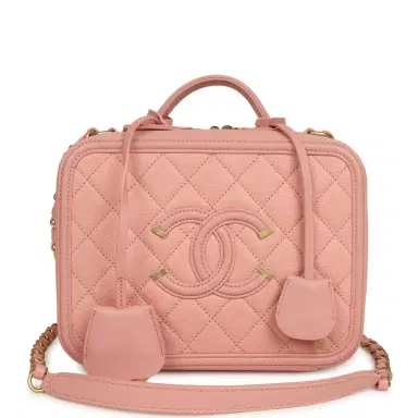 Chanel Pre-owned Chanel Medium CC Filigree Vanity Case Pink Caviar Brushed Gold Hardware | Thumbnail 1 Chanel Pre-owned Chanel Medium CC Filigree Vanity Case Pink Caviar Brushed Gold Hardware | Thumbnail 1