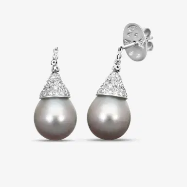 ASSAEL Assael 18K White Gold Diamond & Tahitian Cultured Pearl Drop Earrings by The Solist | Thumbnail 2 ASSAEL Assael 18K White Gold Diamond & Tahitian Cultured Pearl Drop Earrings by The Solist | Thumbnail 2
