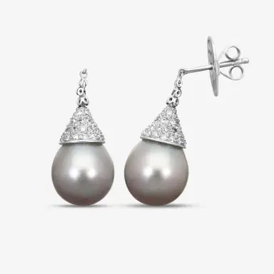 ASSAEL Assael 18K White Gold Diamond & Tahitian Cultured Pearl Drop Earrings by The Solist | Thumbnail 3 ASSAEL Assael 18K White Gold Diamond & Tahitian Cultured Pearl Drop Earrings by The Solist | Thumbnail 3