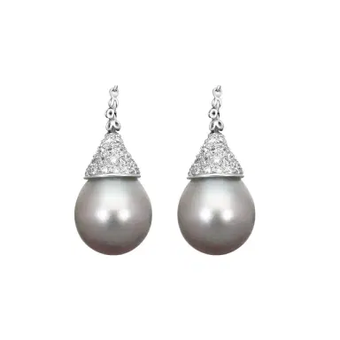 ASSAEL Assael 18K White Gold Diamond & Tahitian Cultured Pearl Drop Earrings by The Solist | Thumbnail 1 ASSAEL Assael 18K White Gold Diamond & Tahitian Cultured Pearl Drop Earrings by The Solist | Thumbnail 1