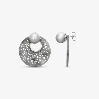 ASSAEL Assael 18K White Gold Grey Jadeite & Tahitian Cultured Pearl Earrings by The Solist | Thumbnail 3 ASSAEL Assael 18K White Gold Grey Jadeite & Tahitian Cultured Pearl Earrings by The Solist | Thumbnail 3