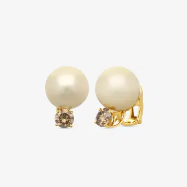 ASSAEL Assael 18K Yellow Gold Diamond & Golden South Sea Cultured Pearl Earrings by The Solist | Thumbnail 2 ASSAEL Assael 18K Yellow Gold Diamond & Golden South Sea Cultured Pearl Earrings by The Solist | Thumbnail 2