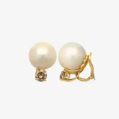 ASSAEL Assael 18K Yellow Gold Diamond & Golden South Sea Cultured Pearl Earrings by The Solist | Thumbnail 3 ASSAEL Assael 18K Yellow Gold Diamond & Golden South Sea Cultured Pearl Earrings by The Solist | Thumbnail 3