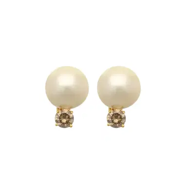 ASSAEL Assael 18K Yellow Gold Diamond & Golden South Sea Cultured Pearl Earrings by The Solist | Thumbnail 1 ASSAEL Assael 18K Yellow Gold Diamond & Golden South Sea Cultured Pearl Earrings by The Solist | Thumbnail 1