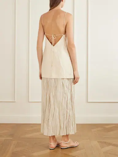 RÓHE Linen-blend And Chiffon Midi Dress | Thumbnail 3 RÓHE Linen-blend And Chiffon Midi Dress | Thumbnail 3