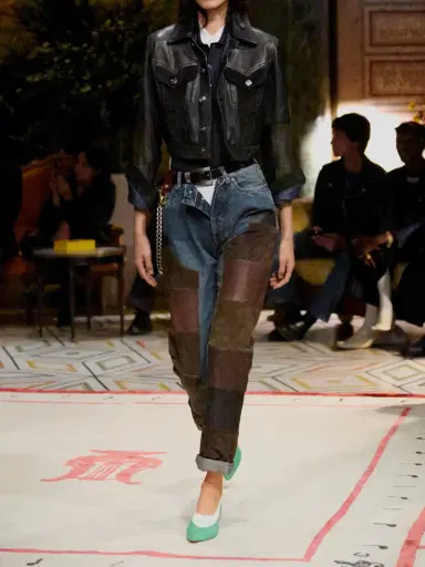 Versace Leather-trimmed Mid-waist Straight-leg Jeans | Thumbnail 6 Versace Leather-trimmed Mid-waist Straight-leg Jeans | Thumbnail 6