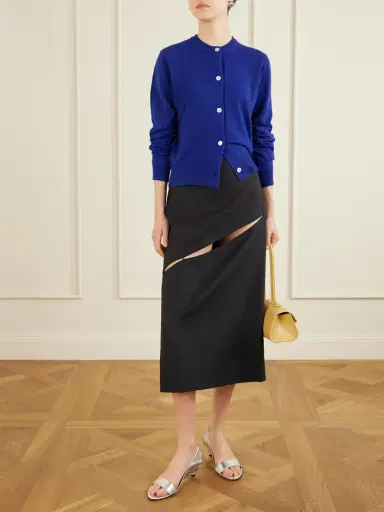 Jil Sander Cut-out Grain De Poudre Wool And Mohair-blend Midi Skirt | Thumbnail 2 Jil Sander Cut-out Grain De Poudre Wool And Mohair-blend Midi Skirt | Thumbnail 2