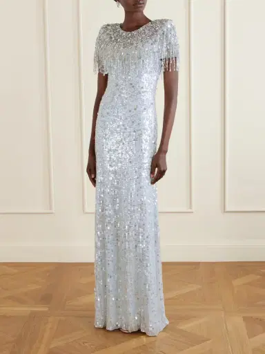Jenny Packham Eugene Crystal-embellished Sequined Chiffon Gown | Thumbnail 2 Jenny Packham Eugene Crystal-embellished Sequined Chiffon Gown | Thumbnail 2