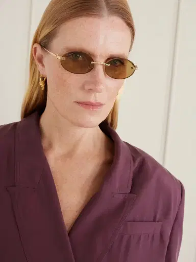 Cartier Eyewear Rounded-frame Metal Sunglasses | Thumbnail 2 Cartier Eyewear Rounded-frame Metal Sunglasses | Thumbnail 2