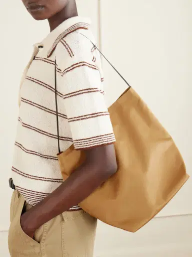 Valesque Bucket Leather-trimmed Satin-shell Tote Bag | Thumbnail 3 Valesque Bucket Leather-trimmed Satin-shell Tote Bag | Thumbnail 3