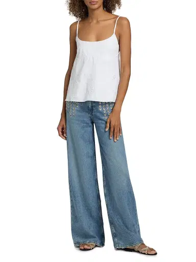 rag & bone Women's Maggie Embroidered Cotton Camisole - White | Thumbnail 2 rag & bone Women's Maggie Embroidered Cotton Camisole - White | Thumbnail 2