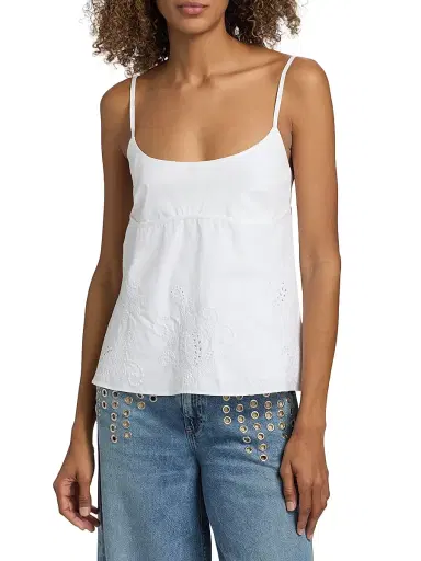 rag & bone Women's Maggie Embroidered Cotton Camisole - White | Thumbnail 3 rag & bone Women's Maggie Embroidered Cotton Camisole - White | Thumbnail 3