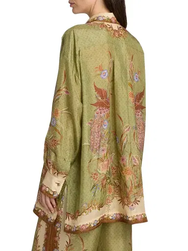 Zimmermann Women's Indra Printed Silk Relaxed Button-Front Shirt - Khaki Scarf Floral | Thumbnail 5 Zimmermann Women's Indra Printed Silk Relaxed Button-Front Shirt - Khaki Scarf Floral | Thumbnail 5