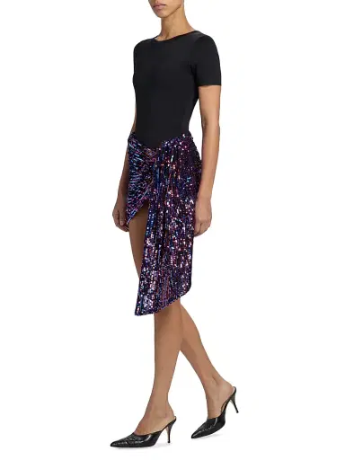 AREA Women's Sequin Asymmetric Wrap Miniskirt | Thumbnail 2 AREA Women's Sequin Asymmetric Wrap Miniskirt | Thumbnail 2