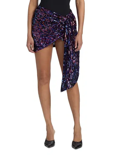 AREA Women's Sequin Asymmetric Wrap Miniskirt | Thumbnail 3 AREA Women's Sequin Asymmetric Wrap Miniskirt | Thumbnail 3