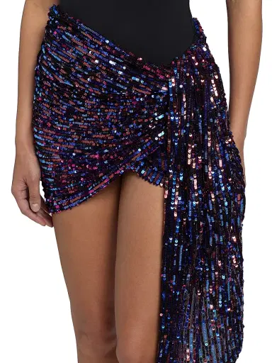 AREA Women's Sequin Asymmetric Wrap Miniskirt | Thumbnail 6 AREA Women's Sequin Asymmetric Wrap Miniskirt | Thumbnail 6