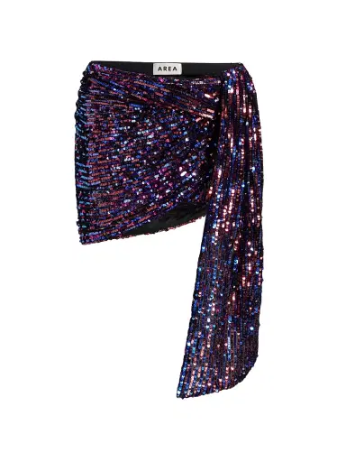 AREA Women's Sequin Asymmetric Wrap Miniskirt | Thumbnail 1 AREA Women's Sequin Asymmetric Wrap Miniskirt | Thumbnail 1