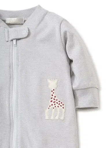 Kissy Kissy Baby's Sophie Striped Cotton Pajama Footie - Grey 6 Months | Thumbnail 2 Kissy Kissy Baby's Sophie Striped Cotton Pajama Footie - Grey 6 Months | Thumbnail 2