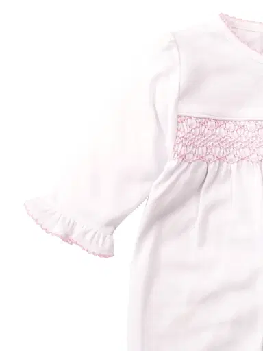 Kissy Kissy Baby Girl's Charmed Smocked Cotton Footie | Thumbnail 2 Kissy Kissy Baby Girl's Charmed Smocked Cotton Footie | Thumbnail 2