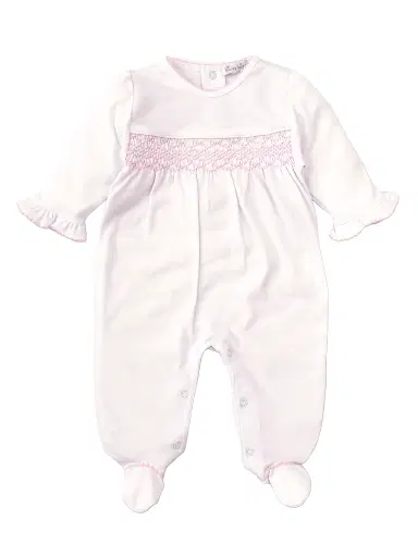 Kissy Kissy Baby Girl's Charmed Smocked Cotton Footie | Thumbnail 1 Kissy Kissy Baby Girl's Charmed Smocked Cotton Footie | Thumbnail 1