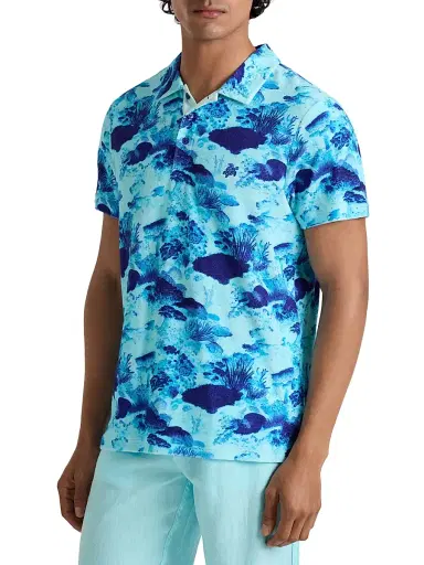 Vilebrequin Men's Coral Reef Terry Polo Shirt - Blue | Thumbnail 3 Vilebrequin Men's Coral Reef Terry Polo Shirt - Blue | Thumbnail 3