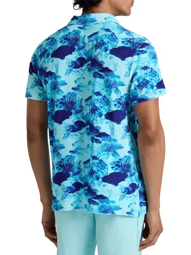 Vilebrequin Men's Coral Reef Terry Polo Shirt - Blue | Thumbnail 4 Vilebrequin Men's Coral Reef Terry Polo Shirt - Blue | Thumbnail 4