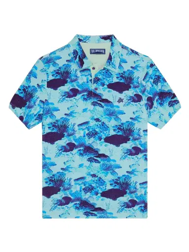 Vilebrequin Men's Coral Reef Terry Polo Shirt - Blue | Thumbnail 1 Vilebrequin Men's Coral Reef Terry Polo Shirt - Blue | Thumbnail 1