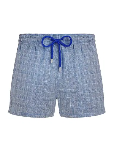 Vilebrequin Men's Prince of Wales Check Ultrafine Wool Swim Shorts - Royal Sky | Thumbnail 1 Vilebrequin Men's Prince of Wales Check Ultrafine Wool Swim Shorts - Royal Sky | Thumbnail 1