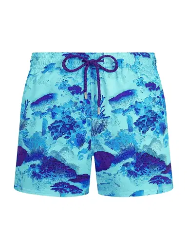 Vilebrequin Men's Coral Reef Stretch Swim Shorts - Blue | Thumbnail 1 Vilebrequin Men's Coral Reef Stretch Swim Shorts - Blue | Thumbnail 1