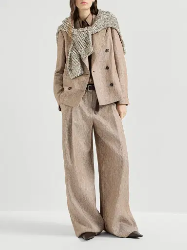Brunello Cucinelli Women's Linen Denim Blazer with Monili - Beige - Size 14 | Thumbnail 6 Brunello Cucinelli Women's Linen Denim Blazer with Monili - Beige - Size 14 | Thumbnail 6