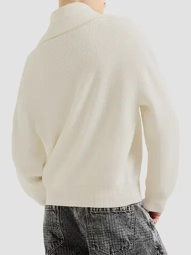 Brunello Cucinelli Women's Cotton English Rib Sweater - Panama | Thumbnail 4 Brunello Cucinelli Women's Cotton English Rib Sweater - Panama | Thumbnail 4