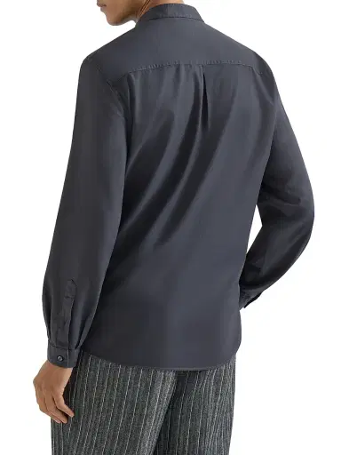Brunello Cucinelli Men's Garment Dyed Easy Fit Shirt in Cotton Twill - Anthracite - Size XXXXL | Thumbnail 3 Brunello Cucinelli Men's Garment Dyed Easy Fit Shirt in Cotton Twill - Anthracite - Size XXXXL | Thumbnail 3