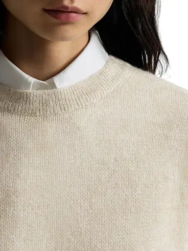 Brunello Cucinelli Women's Sparkling Mohair and Wool Knit T-Shirt with Monili - Ivory - Size XXL | Thumbnail 4 Brunello Cucinelli Women's Sparkling Mohair and Wool Knit T-Shirt with Monili - Ivory - Size XXL | Thumbnail 4