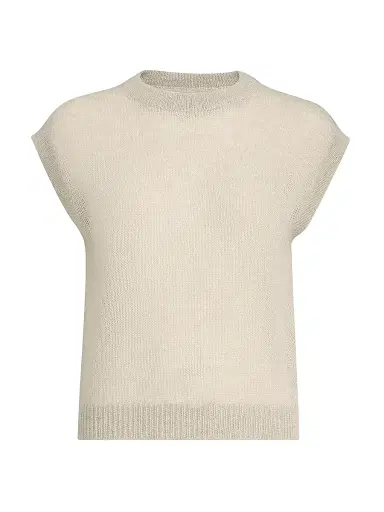 Brunello Cucinelli Women's Sparkling Mohair and Wool Knit T-Shirt with Monili - Ivory - Size XXL | Thumbnail 1 Brunello Cucinelli Women's Sparkling Mohair and Wool Knit T-Shirt with Monili - Ivory - Size XXL | Thumbnail 1