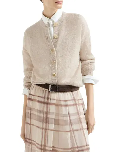 Brunello Cucinelli Women's Sparkling Mohair and Wool Cardigan with Monili - | Thumbnail 2 Brunello Cucinelli Women's Sparkling Mohair and Wool Cardigan with Monili - | Thumbnail 2
