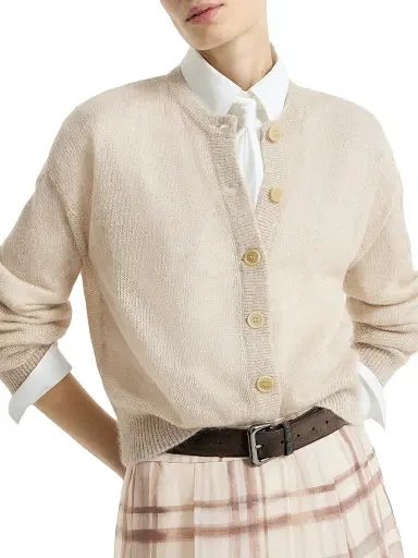 Brunello Cucinelli Women's Sparkling Mohair and Wool Cardigan with Monili - | Thumbnail 4 Brunello Cucinelli Women's Sparkling Mohair and Wool Cardigan with Monili - | Thumbnail 4