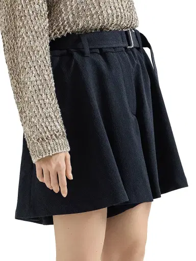 Brunello Cucinelli Women's Virgin Wool Crêpe Chevron Skirt Pants with Monili - Navy Blue - Size 14 | Thumbnail 2 Brunello Cucinelli Women's Virgin Wool Crêpe Chevron Skirt Pants with Monili - Navy Blue - Size 14 | Thumbnail 2