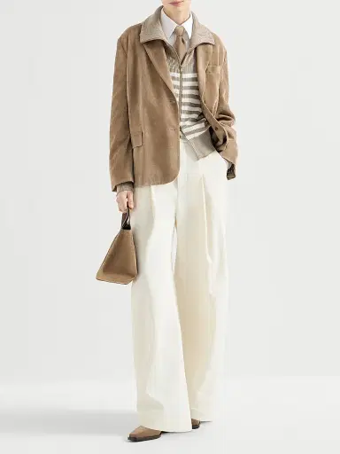Brunello Cucinelli Women's Sparkling Cotton Striped English Rib Cardigan - Beige | Thumbnail 6 Brunello Cucinelli Women's Sparkling Cotton Striped English Rib Cardigan - Beige | Thumbnail 6