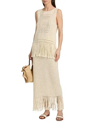 Zimmermann Women's Indra Crochet Fringe Cotton Midi-Skirt | Thumbnail 2 Zimmermann Women's Indra Crochet Fringe Cotton Midi-Skirt | Thumbnail 2