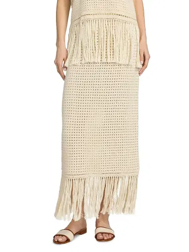 Zimmermann Women's Indra Crochet Fringe Cotton Midi-Skirt | Thumbnail 3 Zimmermann Women's Indra Crochet Fringe Cotton Midi-Skirt | Thumbnail 3