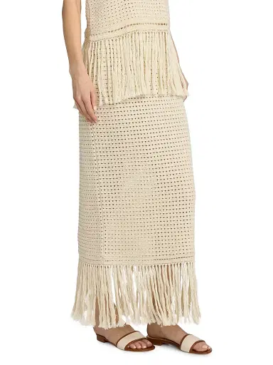 Zimmermann Women's Indra Crochet Fringe Cotton Midi-Skirt | Thumbnail 4 Zimmermann Women's Indra Crochet Fringe Cotton Midi-Skirt | Thumbnail 4