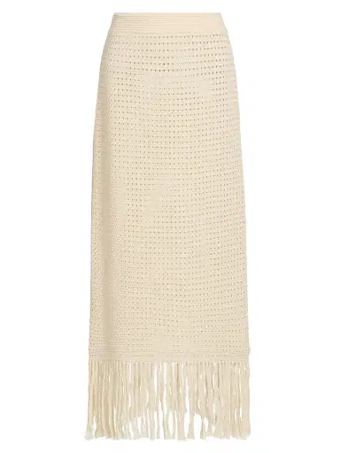 Zimmermann Women's Indra Crochet Fringe Cotton Midi-Skirt | Thumbnail 1 Zimmermann Women's Indra Crochet Fringe Cotton Midi-Skirt | Thumbnail 1