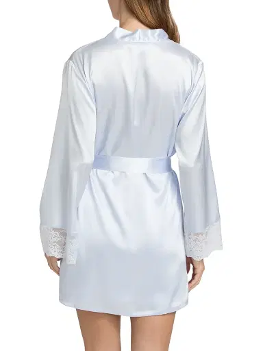 In Bloom Women's Annie Satin Lace-Trim Robe - Pale Blue | Thumbnail 5 In Bloom Women's Annie Satin Lace-Trim Robe - Pale Blue | Thumbnail 5