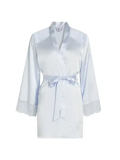 In Bloom Women's Annie Satin Lace-Trim Robe - Pale Blue | Thumbnail 1 In Bloom Women's Annie Satin Lace-Trim Robe - Pale Blue | Thumbnail 1