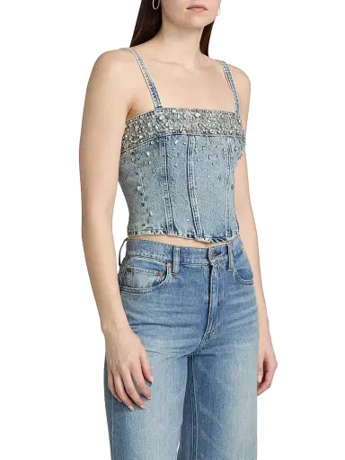 L'Agence Women's Arlin Embellished Denim Corset Top | Thumbnail 4 L'Agence Women's Arlin Embellished Denim Corset Top | Thumbnail 4